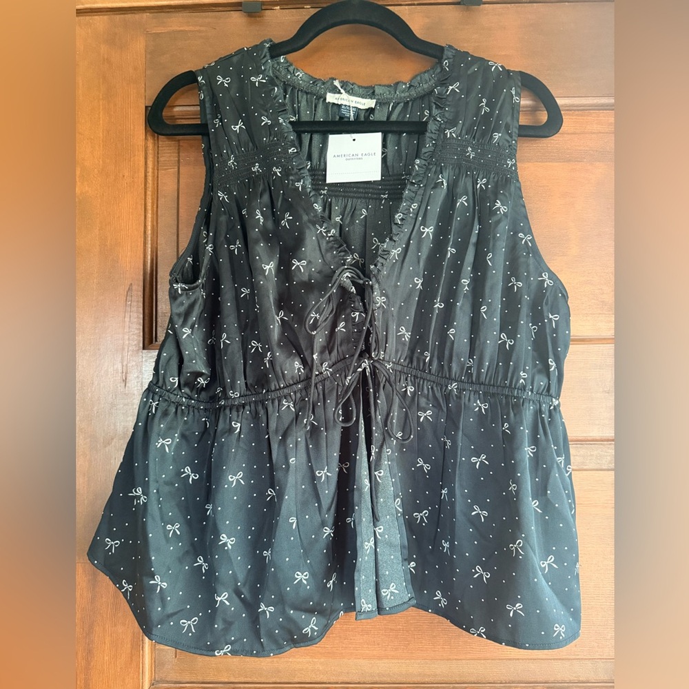AE Tie Front Bow Printed Top 🎀 - Picture 5 of 7